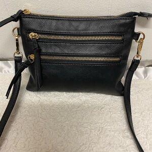 FashionPuzzle Multi Zipper Pocket Small Wristlet Crossbody Bag